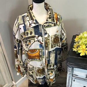 VINTAGE FUDA INTERNATIONAL 100% silk bomber jacket size 2X